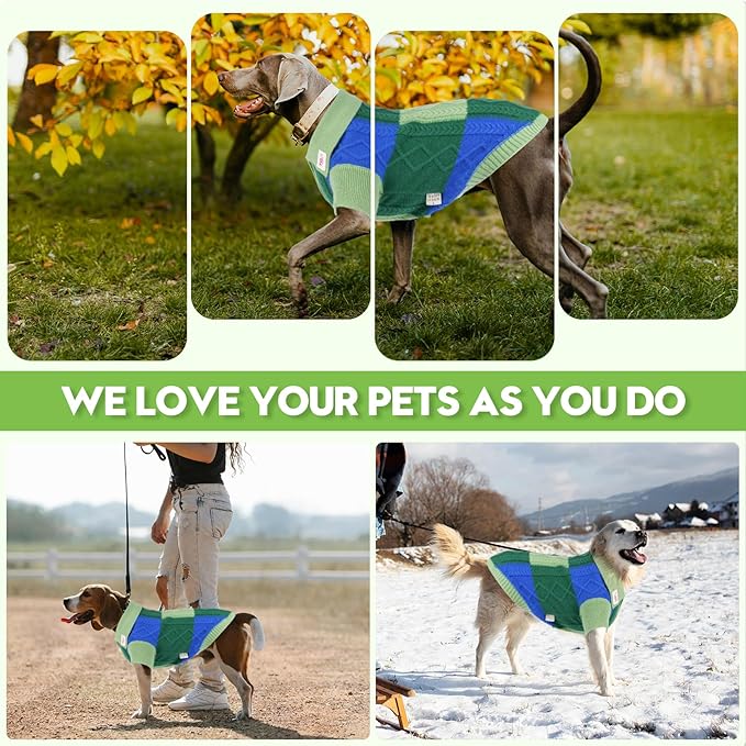 Pullover Dog Sweater,Half Chest Lapel Design Pet Sweaters for Dogs Boys or Girls,Pet Knitted Dog Clothes,Pet Clothing,Suitable for Various Sizes or Breeds Dogs Sweaters(Green XS)
