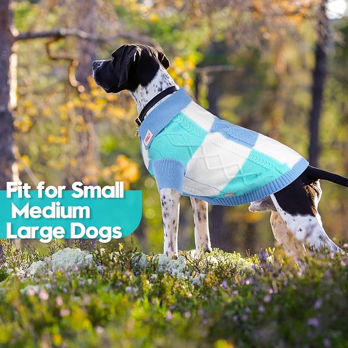 Pullover Dog Sweater,Half Chest Lapel Design Pet Sweaters for Dogs Boys or Girls,Pet Knitted Dog Clothes,Pet Clothing,Suitable for Various Sizes or Breeds Dogs Sweaters(Blue Group,S)