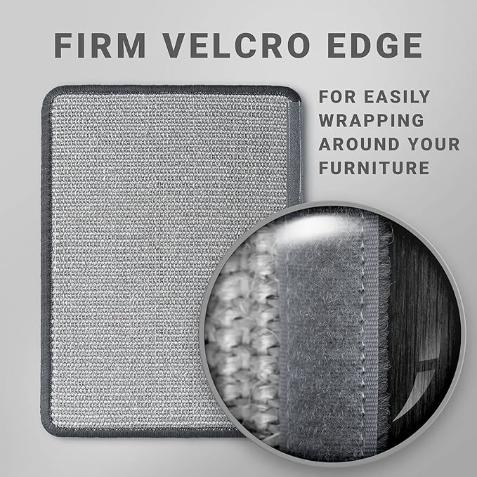 NAZVA Cat Scratcher Mat - 16”x12” (Pack of 2) - Natural Sisal Fabric Scratching Pad Velcro Furniture Carpets Sofas Couch Protector Rug - Grey