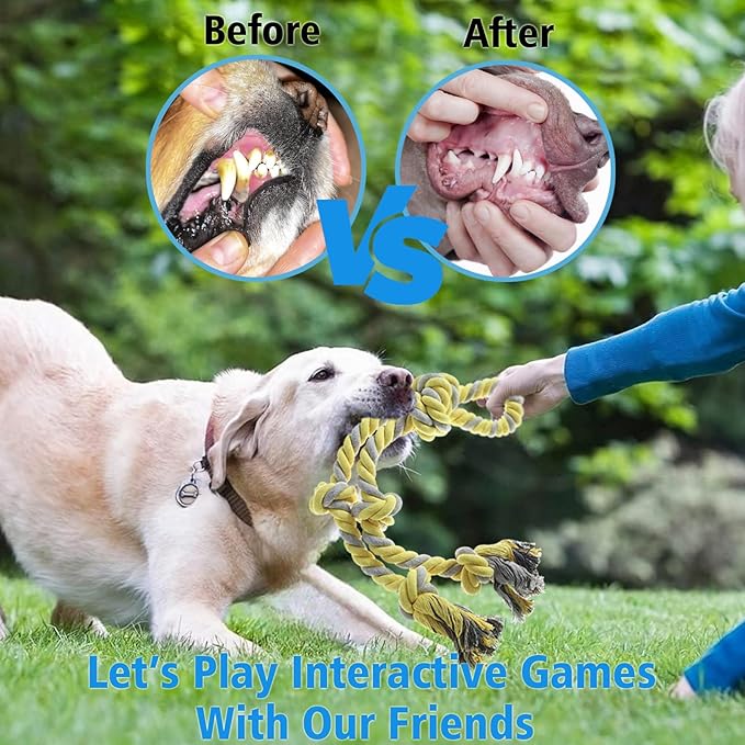 Rope Toy for Dogs，Large Dog Rope Toys for Aggressive Chewers, Heavy Duty Dog Toys for Large Medium Breed, Indestructible Tough Chew Toys Tug of War Dog Toy Cotton Rope for Teeth Cleaning