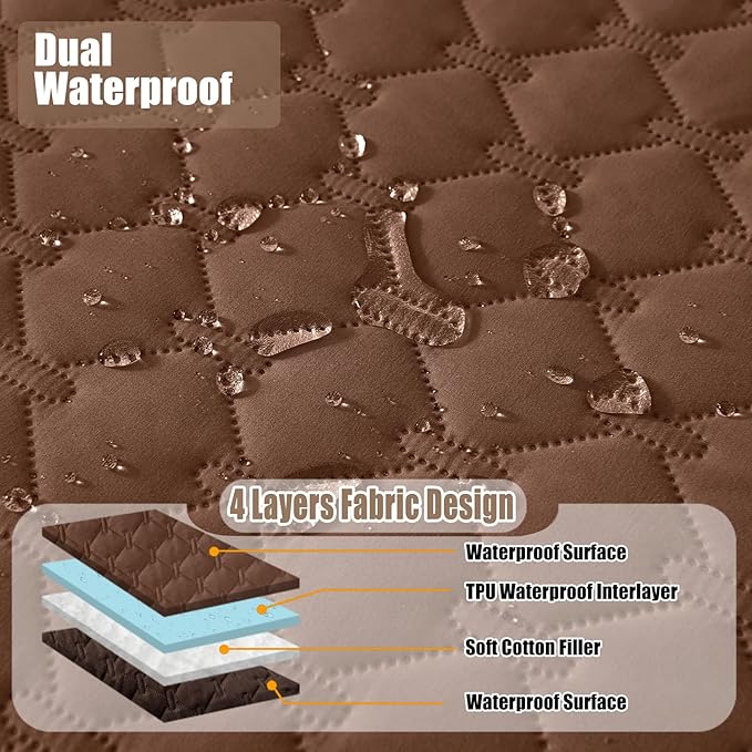 Smiry Waterproof Dog Bed Cover Blanket, Soft Reversible Pet Blanket, Washable Leakproof Cats Dogs Couch Cover for Sofa, Couch, Furniture (30x53 Inch, Brown/Chocolate)