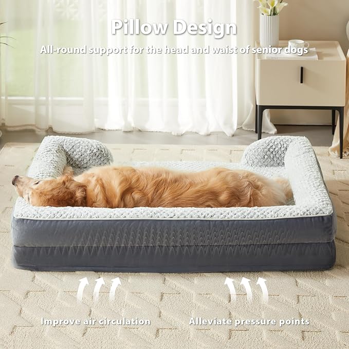 Orthopedic Dog Bed for Medium Dogs, Egg Crate Foam Bed for Medium Dogs, Equipped with Removable Waterproof Pillow Cover and Anti-Slip Bottom, Pet Bed