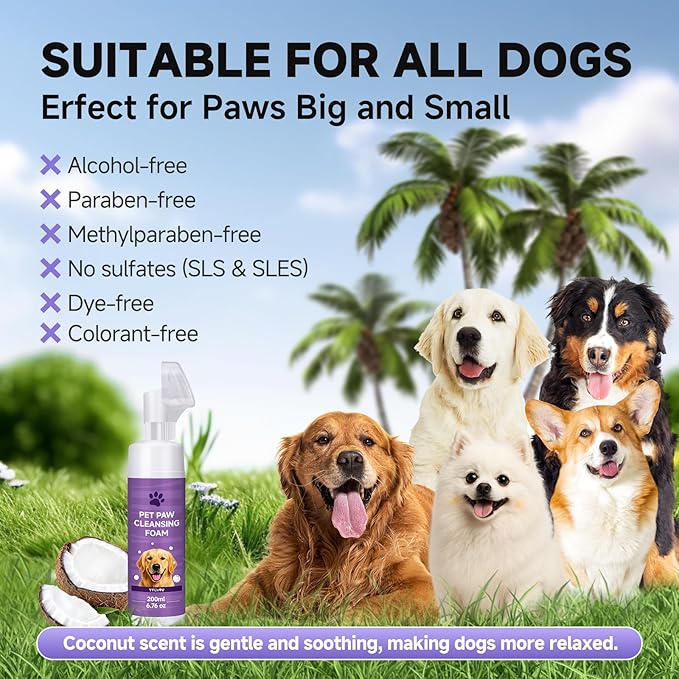 Dog Paw Cleaner Kit – Paw Cleaning fo rall Dogs & Puppy Silicone Scrubber Brush – pH Balanced Gentle No-Rinse Wash Scrubber,