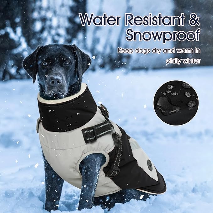 IECOii Dog Coats for Small Dogs Winter Harness Zip Up - Black,XSmall - Warm Fleece Lined Small Dog Winter Coat with D Ring,Waterproof Puppy Coats Dogs Snow Jackets Snowsuit Chihuahua Papillon Maltese