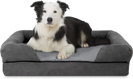 The Dog’s Bed, Large Grey Plush (no Logo), Memory Foam, Pain Relief: Arthritis, Hip & Elbow Dysplasia, Post Surgery, Lameness, Supportive, Calming, Waterproof Washable Cover