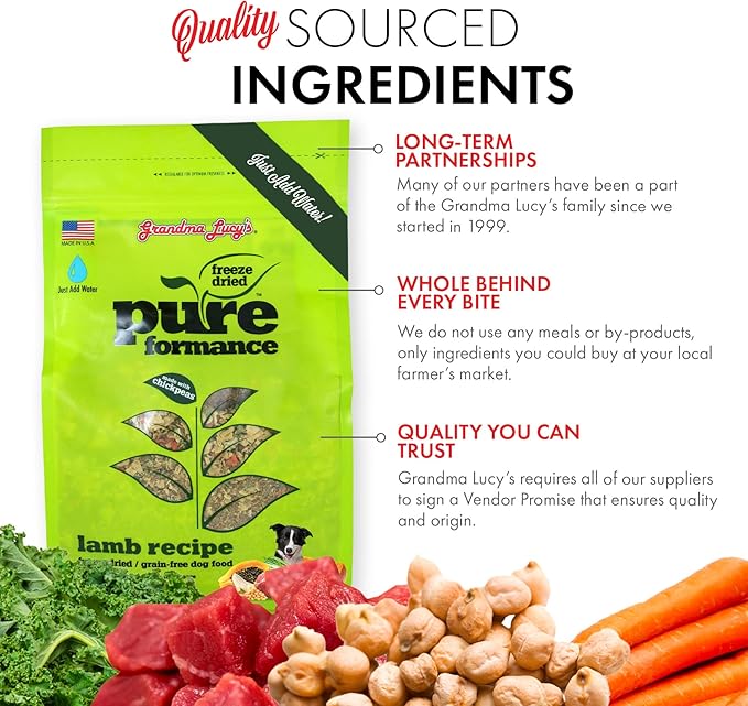 GRANDMA LUCY'S 844213 Pureformance Grain Free Lamb Food for Dogs, 3-Pound