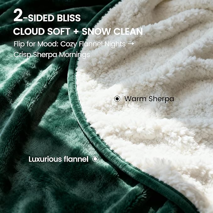 gogobunny Waterproof Bed Blanket, Reversible Sherpa Fleece Throw Blanket for Dog Puppy Cat, Furniture Cover Protects Bed Couch Sofa from Liquid Pee and Pet Fur (Forest Green, 60x80 inches)