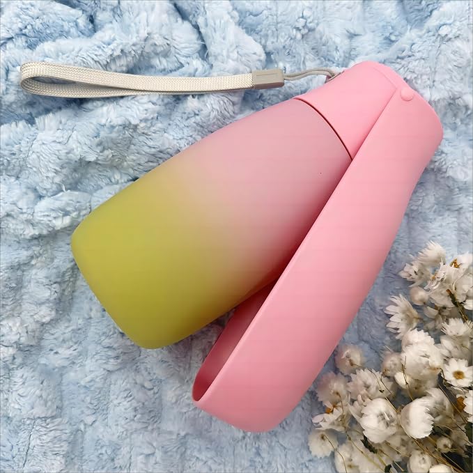 Dog Water Bottle Portable - Food Grade Material BPA Free, 19Oz Leak Proof Pet Water Bowl Dispenser, Travel Puppy Accessories for Outdoor Walking Camping, Dogs Birthday Gifts (Pink&Green)