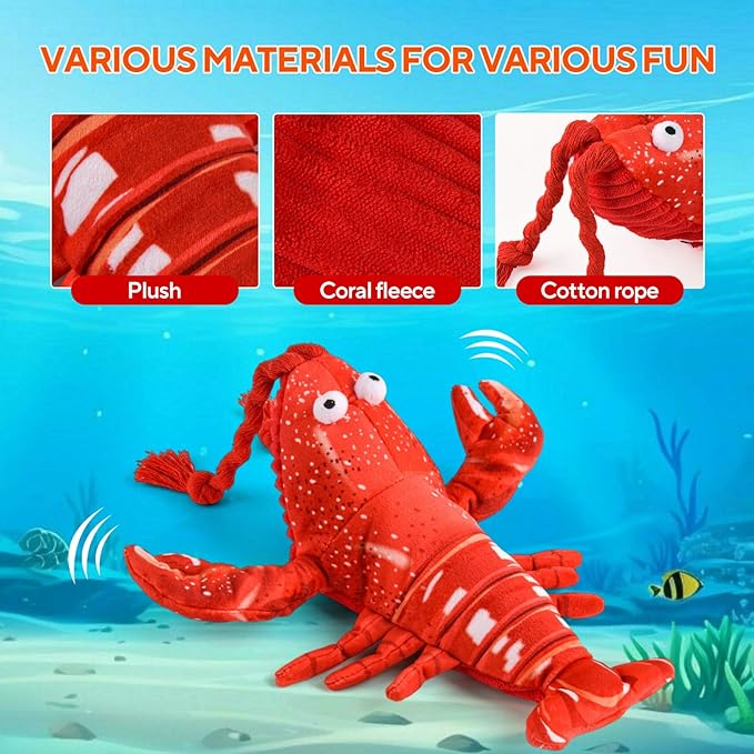 Flappy Lobster Cat Toy, Interactive Flapping Cat Toys for Indoor Cats, Touch Activated Pet Toys with Refillable Catnip, USB Rechargeable