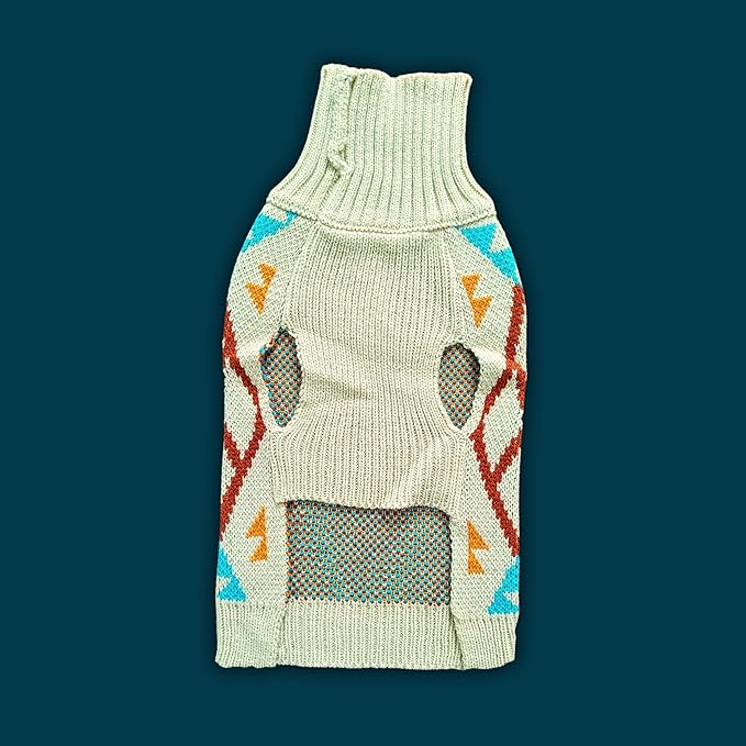 Cozy Acrylic Dog Sweater for Outdoor Adventures—Breathable & Insulating Knit—Classic Fit—Backpacking Gear for Dogs—Dog Hiking Gear—Dog Camping Gear (Small, Indigenous)