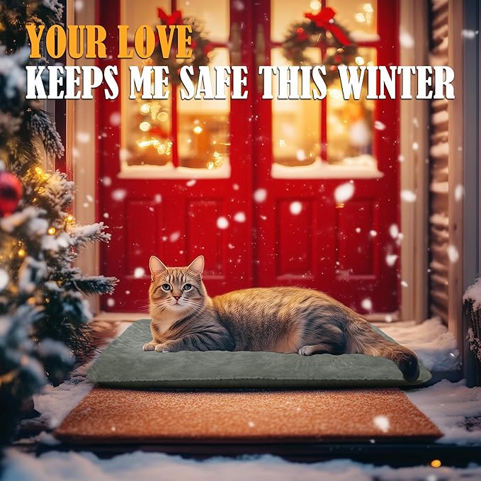 PETNF Outdoor Pet Heating Pad for Cats House,Safe Electric Cat Warming Pad,Waterproof Heated Cat House for Outside Feral Animal,Outdoor Heat Dog Bed Mat, 20"X16"