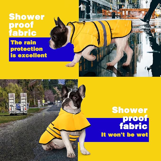 Paiaite Dog Raincoat: Hooded Slicker Poncho, Durable Waterproof Jacket with Reflective Stripes for Safety, Convenient Leash Hole, and Adjustable Fit, Perfect for Small, Medium, and Large Dogs Yellow L