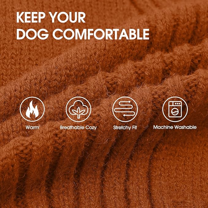 IECOii Dachshund Sweater,Turtleneck Dog Sweater for Small Medium Dogs Girl Boy,Stretchy & Breathable,Warm Knitted Pullover Coat,High Neck Knitwear for Cold Weather Indoor & Outdoor Wear (Caramel, M)