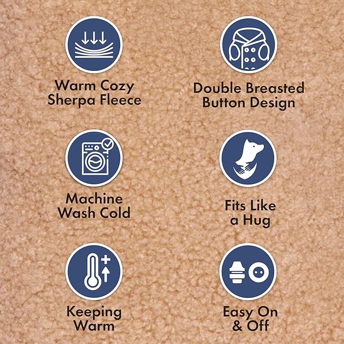 Spark Paws Teddy Dog Sweater, Sherpa Jacket Vest with Warm Fleece Lining, Winter Coat Suitable for Small Medium Large XL XXL Breeds - Brown - M