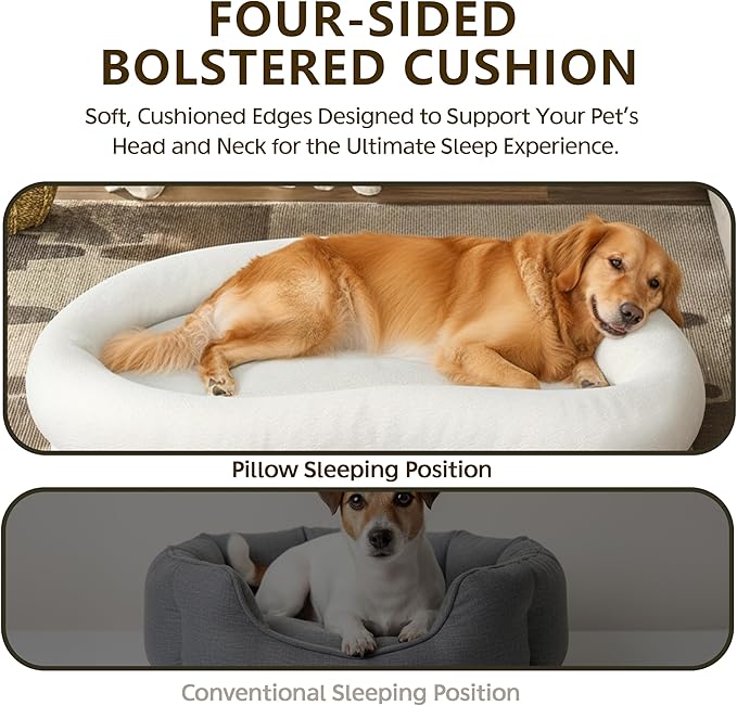 Orthopedic Dog Beds for Large Dogs, High-Density Foam Support Pet Bed with Cloud-Like Bolster Sides, Non-Slip Bottom, Washable Removable Cover, Pet Couch Bed for Medium Large Dogs