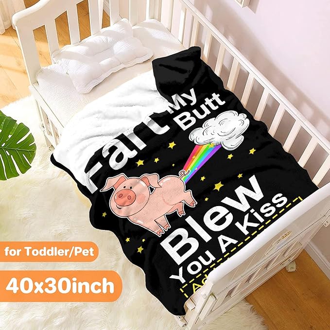 Custom Funny Pig Blanket Gift for Men Women, 50x60 Inches Soft Flannel Cozy Throws Blankets Funny Gift Idea for Adult Teen Kids Girls Boys Animals Pattern for Birthday Christmas Bed Sofa Couch