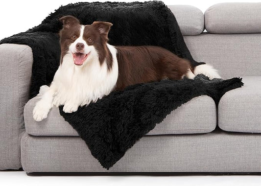 gogobunny Waterproof Dog Blanket for Large Dogs, Cats, Puppy, Reversible Faux Fur Pet Throw Blanket, Washable, Calming Furniture Protection for Sofa Bed (40x50 Inch (Pack of 1), Black)