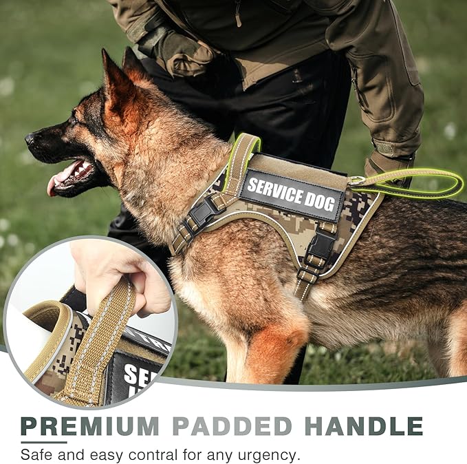 WINSEE Tactical Dog Harness, No Pull Dog Harness for Medium Large Dogs with Handle & Molle, Military Service Dog Vest Harness in Training Pet Harness for Small Dogs