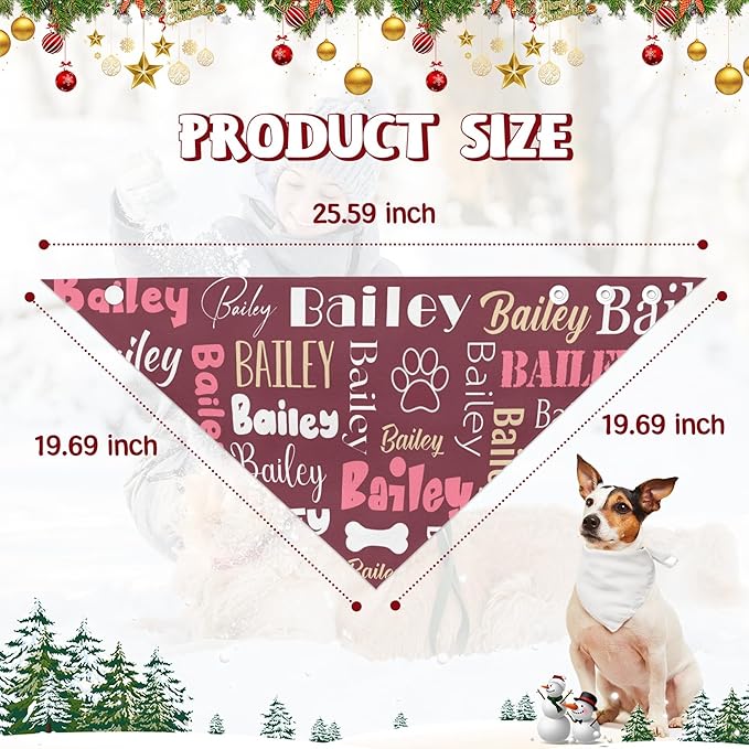 Personalized Dog Bandanas Custom Neckwear Name Button Anti-loosening Dog Scarf Triangle Bibs Kerchief Pet Costume Accessories for Small Medium Large Dogs Cats Pets Birthday-Red