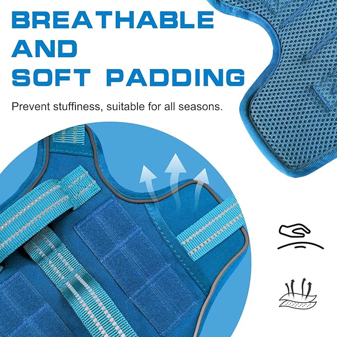 Small Dog Harness, Heavy Duty Tactical No Pull Dog Harness, No Choke, Easy On and Off Pet Vest with Molle System, Adjustable Reflective Dog Vest with Breathable Padded for Walking Hiking Training