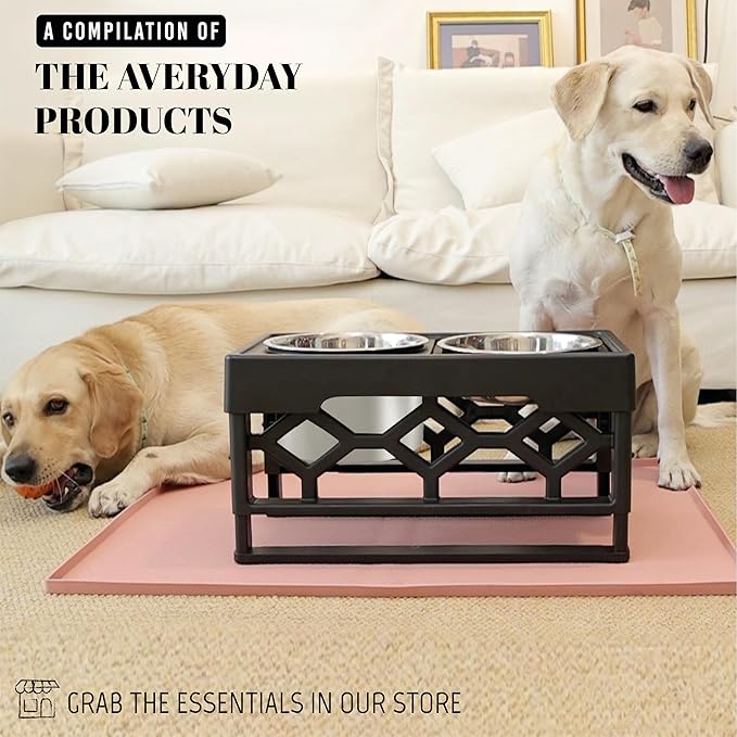 AVERYDAY 20oz Stainless Steel Dog Bowls Set, 2 Pack for Replacement Dogs Bowl Stand, 2.5 Cups Metal Dog Bowls, 5 Inch Small Dogs Water Bowl for Raised Feeder with Opening 5.43-5.63"