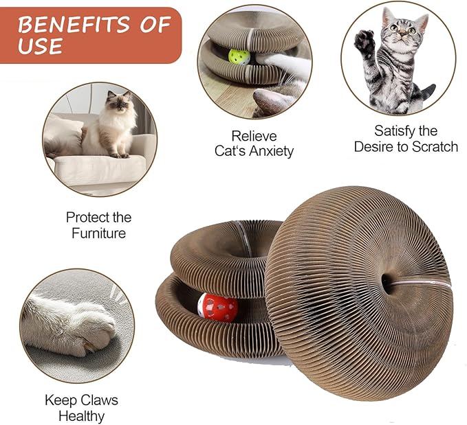 Kitty kurlz Cat Scratching Board, Kitty Curlz Cat Toy, Made of Recyclable Corrugated Cardboard, Scratch-Resistant and Abrasion-Resistant, Foldable