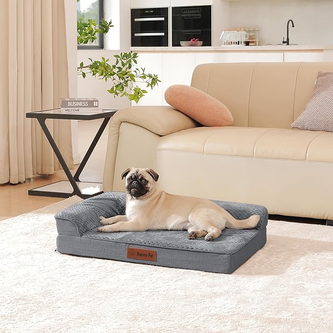 Orthopedic Dog Bed Medium Size Dog, Memory Foam Pet Bed for Medium and Large Dogs, Washable Removable Cover, Nonskid Bottom, Waterproof, 35x23x6 Inches, Dark Grey