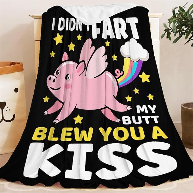 Funny Pig Blanket Gift for Girls Boys- 120x90 Inches Soft Flannel Throws Blankets Funny Gift for Teen Women Men Adult Cute Pig Lover Gifts for Birthday Christmas Halloween Bed Sofa Couch-King Size