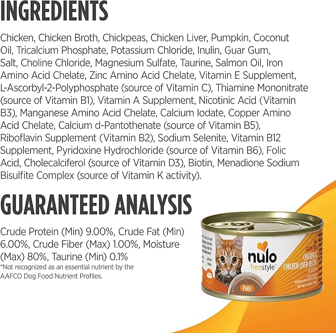 Nulo Freestyle Cat & Kitten Wet Pate Canned Cat Food,Premium All Natural Grain-Free, with 5 High Animal-Based Proteins and Vitamins to Support a Healthy Immune System and Lifestyle 2.8 oz (Pack of 12)