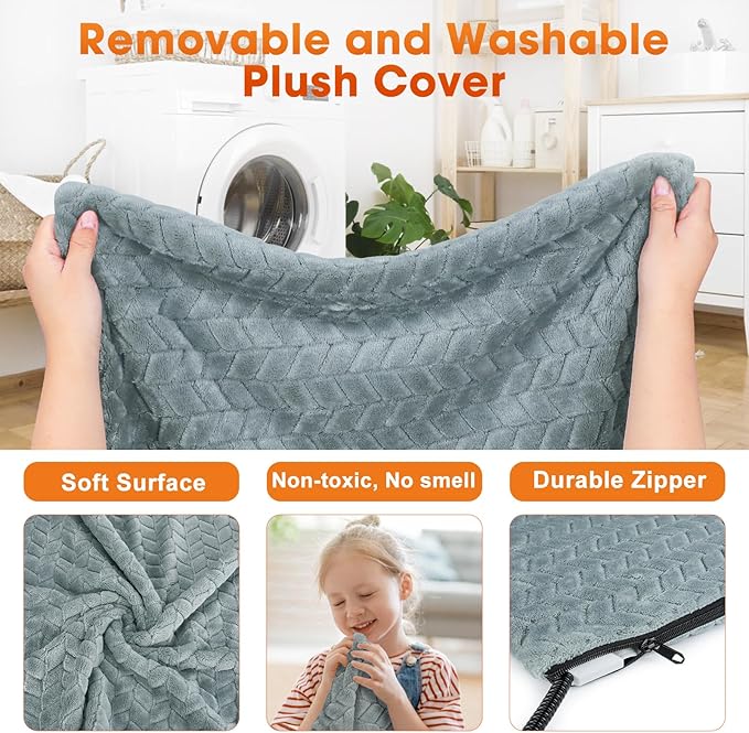 GASUR Heated Cat Bed, Waterproof Cat Heating Pad with Timer Temperature Adjustable, Indoor Heated Electric Pet Bed for Cats Dogs, Auto Power-Off, Anti-bite Pet Heated Pad, 18''x16'', Small