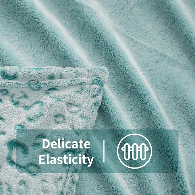 FY FIBER HOUSE Flannel Fleece Throw Microfiber Blanket with 3D Cheetah Print,60"X80",Lake Blue