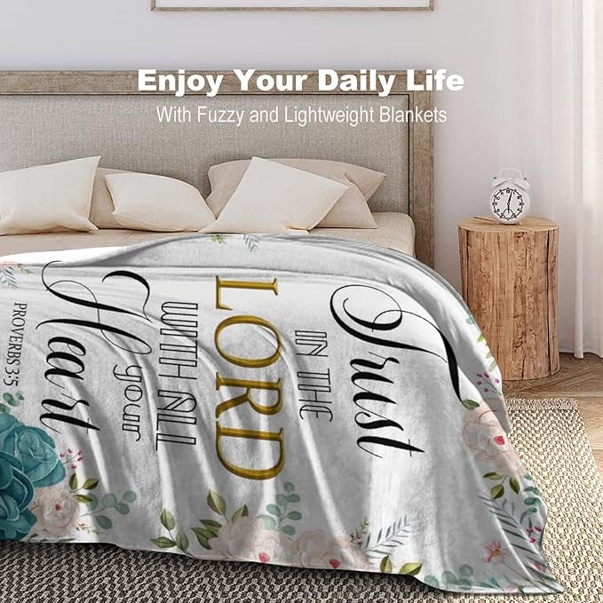Christian Gifts for Women Inspirational Religious Blanket Bible Verse Scripture Prayer Throw Blanket Soft Flannel Healing Blanket 80"X60"