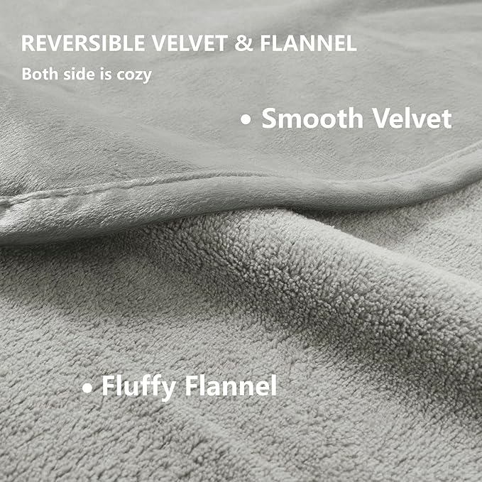 Waterproof Blanket for Bed Protection, Washable Dog Blankets for Couch, Soft Reversible Pet Throw Furniture Protector Cover for Sofa-82"x108",Light Grey+Dark Grey