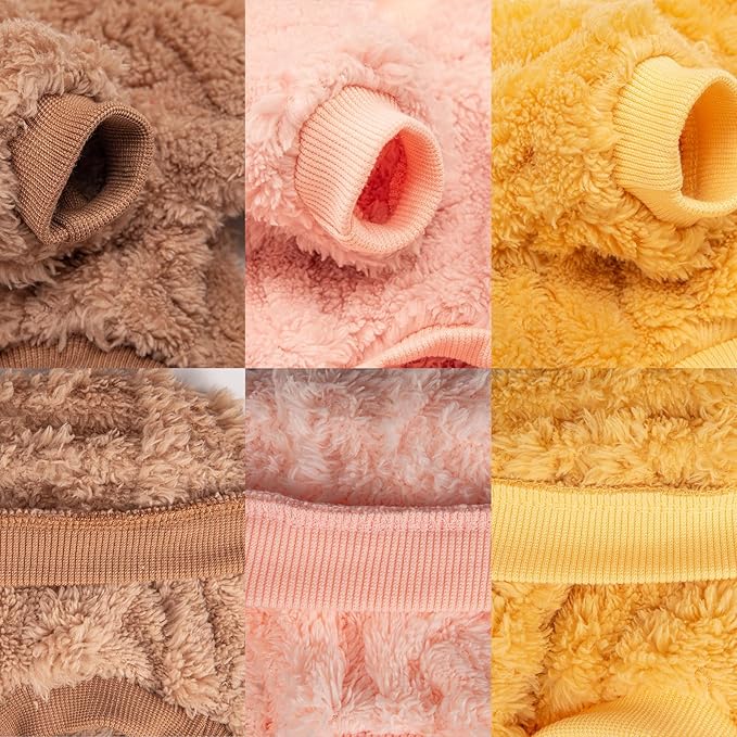 Dog Sweater, 3 Pack Dog Sweaters for Small Dogs or Cats, Girl or Boy, Warm Dog Clothes Shirt Coat for Winter Christmas (Coffee, Peach, Yellow, X-Small)