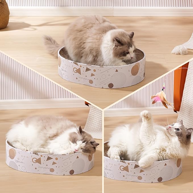 Oval Sturdy Cat Scratching Cardboard Pad Breathable Cat Scratch Pad, Cat Scratching Cardboard for Indoor Cats, Furniture Protecter
