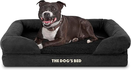 The Dog’s Bed, Medium Black Faux PL, Memory Foam, Pain Relief: Arthritis, Hip & Elbow Dysplasia, Post Surgery, Lameness, Supportive, Calming, Washable Cover