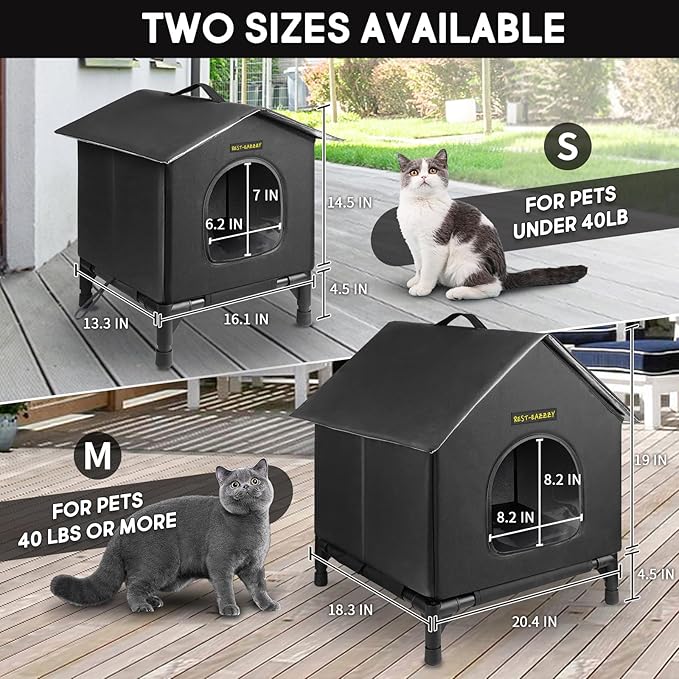 Rest-Eazzzy Heated Cat House for Indoor Cats in Winter, Waterproof, Fully Insulated Shelter, Great for Cat Houses and Cat Beds (Black, Small)