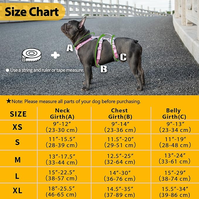 Huntboo Escape Proof Dog Harness, Escape Artist Harness, Fully Reflective Harness with Padded Handle, Breathable,Durable, Adjustable Vest for Medium Dogs Walking, Training, and Running Gear (Pink,M)