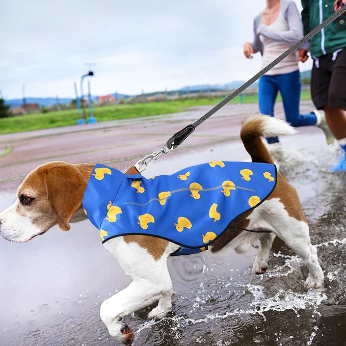 Mile High Life Dog Raincoat, Adjustable Waterproof Reflective Rain Jacket for Small Medium Large Dogs, Lightweight Breathable Pet Rain Coat with Leash Hole(Blue Duck,XXS Chest 16-19")