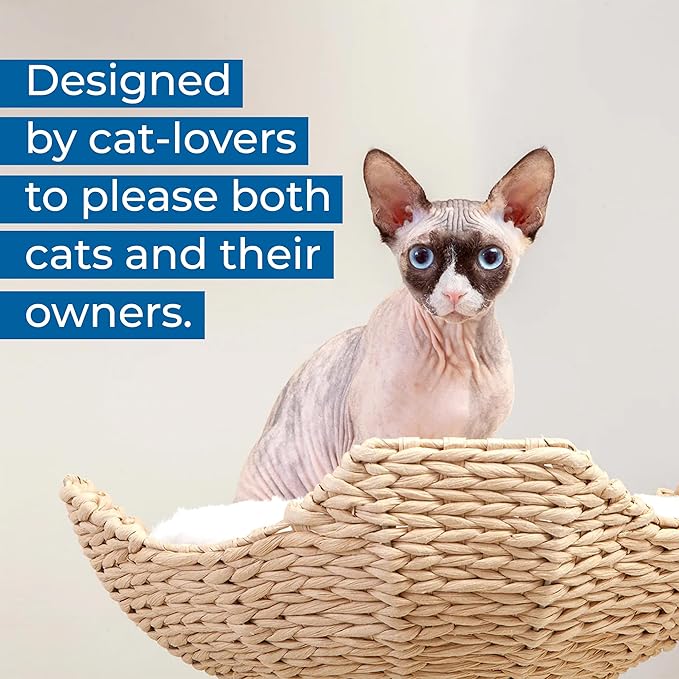 Habitat Haven The Sanctuary Cat Tree - Luxury Cat Condo, Large Modern Indoor Tower with 3 Faux Fur Beds, Scratching Posts, and Toys for Cats, 23-Inch Width x 23-Inch Depth x 52-Inch Height