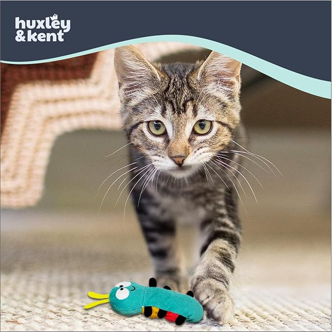 Huxley & Kent Plush Cat Toy - Interactive Catnip Toy for Cats & Kittens - Soft with Crinkle & Catnip - Fun Indoor Play - Caterpillar