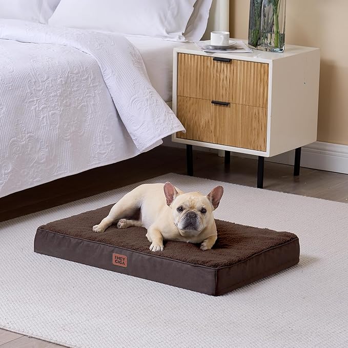 EHEYCIGA Orthopedic Dog Beds for Large Dogs with Removable Washable Cover, Brown, 36x27
