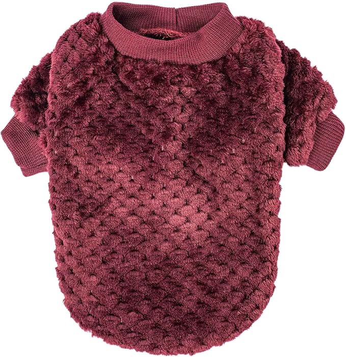 Dog Sweater, 2 Pack Dog Sweaters for Small Medium Dogs or Cat, Warm Soft Flannel Pet Clothes for Dogs Girl or Boy, Dog Shirt Coat Jacket (Small, Dark Red+Dark Green)