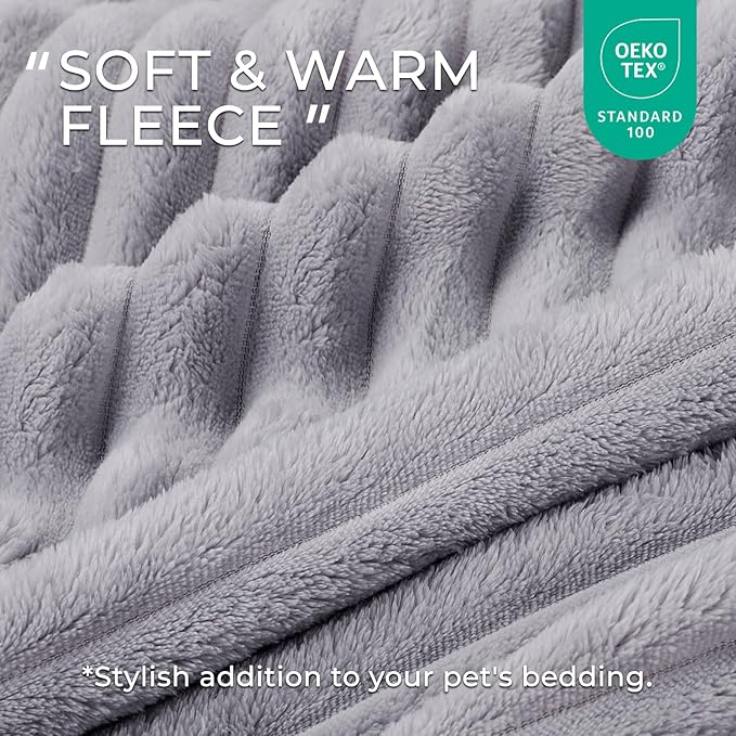 LINENLUX 1 Pack 3 Soft Dog Blanket Washable Warm Fleece Cat Blankets for Pet Puppy Fluffy Calming Flannel Grey Small