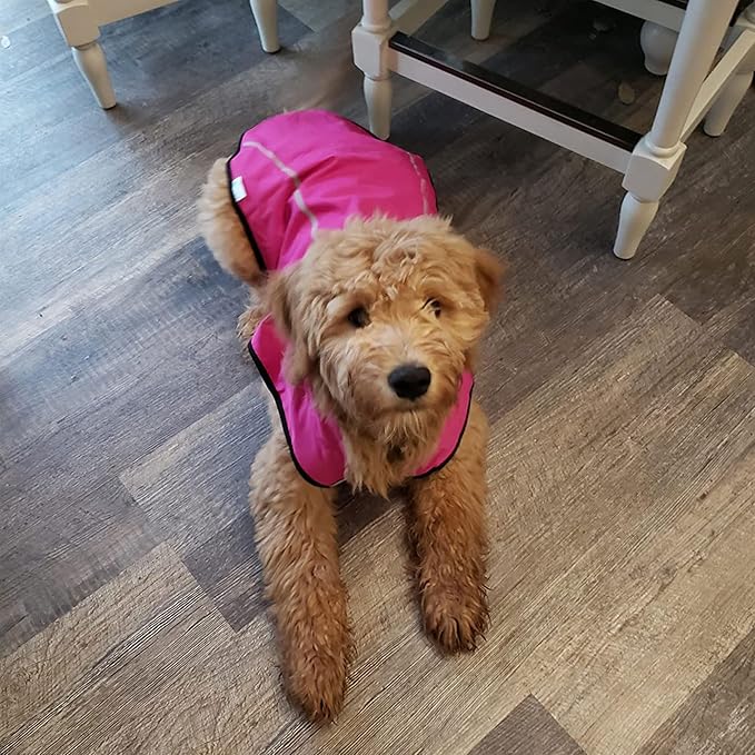 Mile High Life Dog Raincoat, Adjustable Waterproof Reflective Rain Jacket for Small Medium Large Dogs, Lightweight Breathable Pet Rain Coat with Leash Hole(Hot Pink,XXS Chest 16-19")