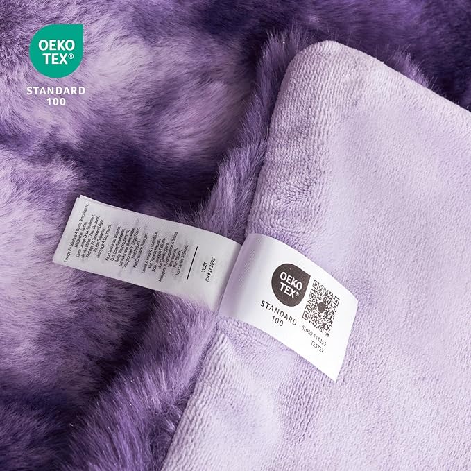 Cozy Bliss Faux Fur Throw Blanket for Couch, Bubble Plush Blanket King Size, Fuzzy Soft & Thick Blanket for Bed Sofa Living Room, 108x90 Inches Tie-dye Purple
