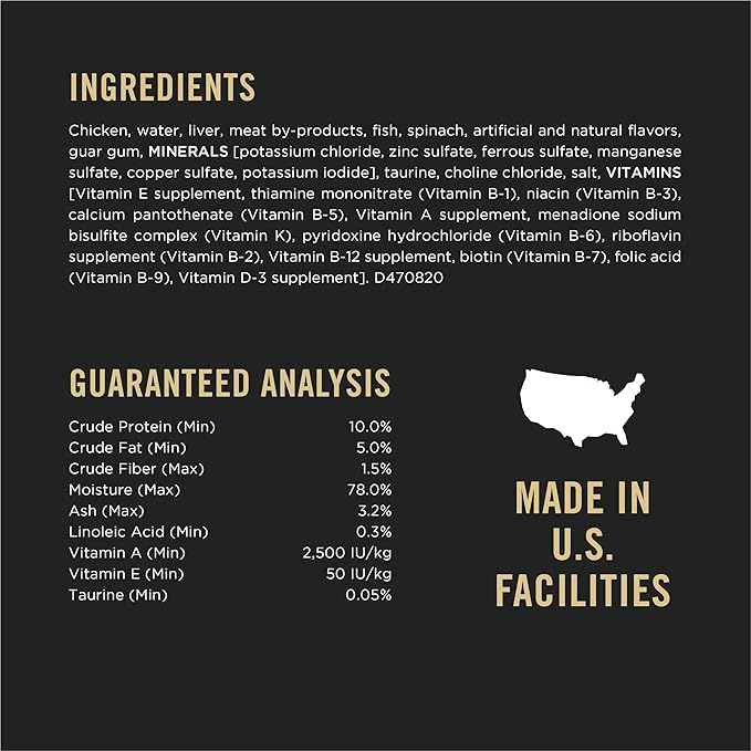 Purina Pro Plan Grain Free Pate Wet Cat Food, COMPLETE ESSENTIALS Chicken & Spinach Entree Classic - (Pack of 24) 3 oz. Pull-Top Cans