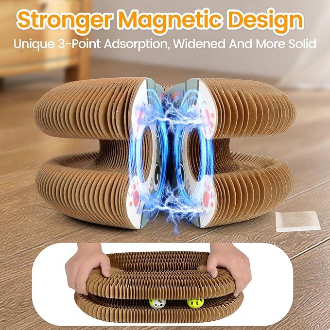 Upgraded Kitty Kurlz Cat Scratcher Board Toy with 2 Balls for Mental & Physical Exercise, Multi-Shape Interactive Cardboard Cat Toy for Indoor Kittens/Cats Infinite-Flip with Fun, Brown/Gray, 1 Pack