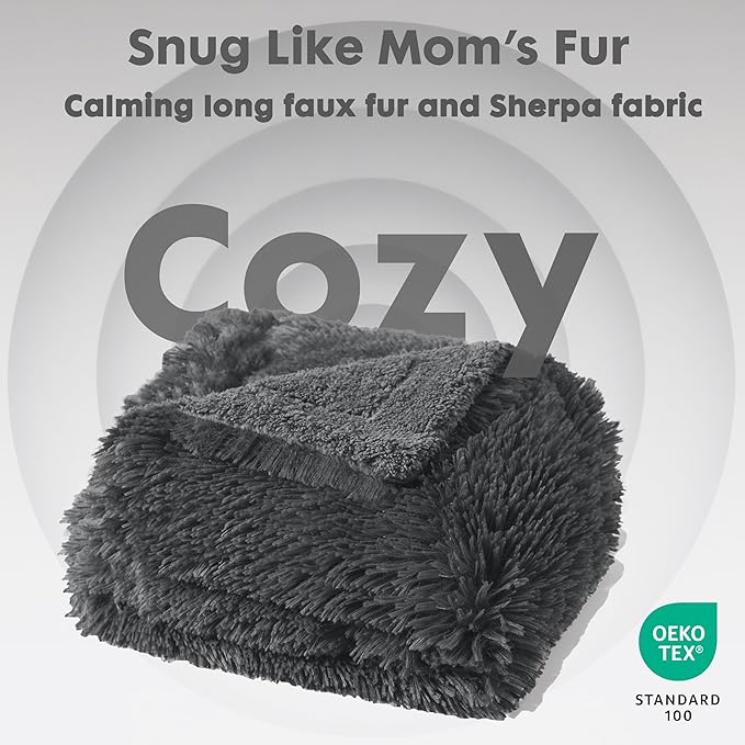 gogobunny Waterproof Dog Blanket for Large Dogs, Cats, Puppy, Reversible Faux Fur Pet Throw Blanket, Washable, Calming Furniture Protection for Sofa Bed (40x50 Inch (Pack of 1), Grey)