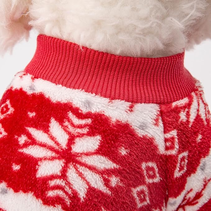 Dog Sweater, 2 Pack Dog Sweaters for Small Dogs or Cats, Girl or Boy, Warm Dog Clothes Shirt Coat for Winter Christmas (Christmas Red, White, Small)